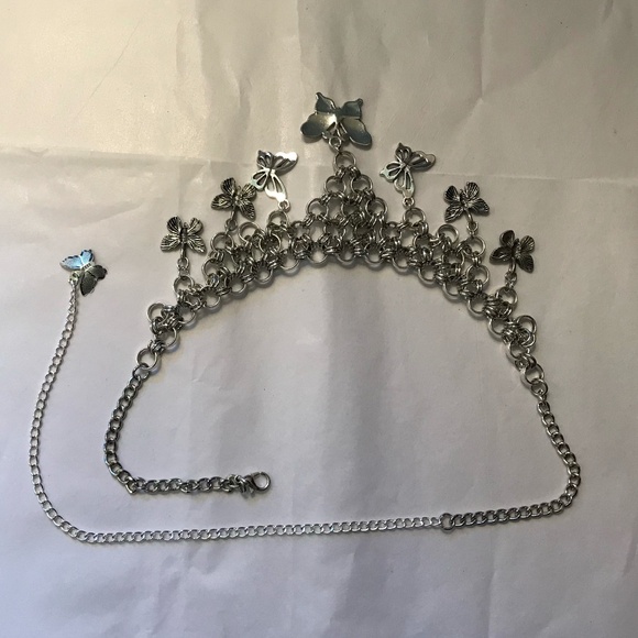 "Gothic Flutter" Handmade Goth Silver Butterflies Chainmail Choker Necklace Punk - Picture 13 of 16